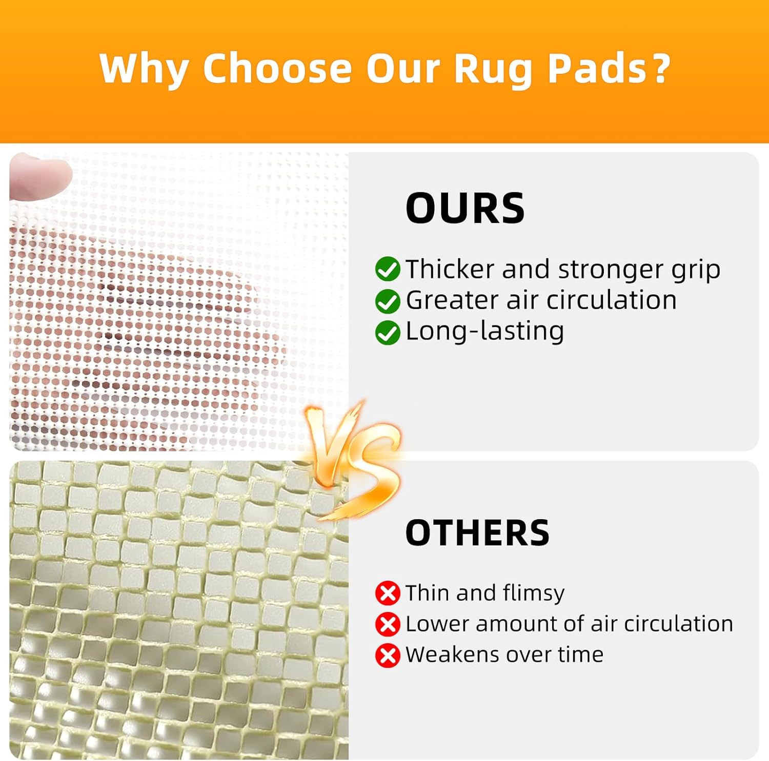 Non Slip Rug Pads Premium PVC Prevents Carpet Slippage Large Size Rug pad Easy Cut-to-Size Perfectly Fits Wood Floors Ceramic Tiles and Smooth Surfaces (9'×12')