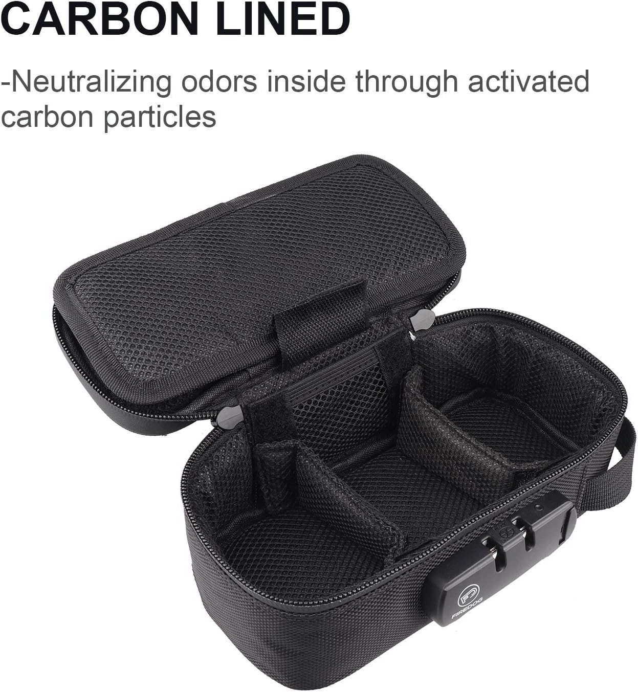 FIREDOG Smell Proof Bag with Combination Lock, Black Odor Proof Pouch Nylon Stash Bags for Travel Storage - Image 3