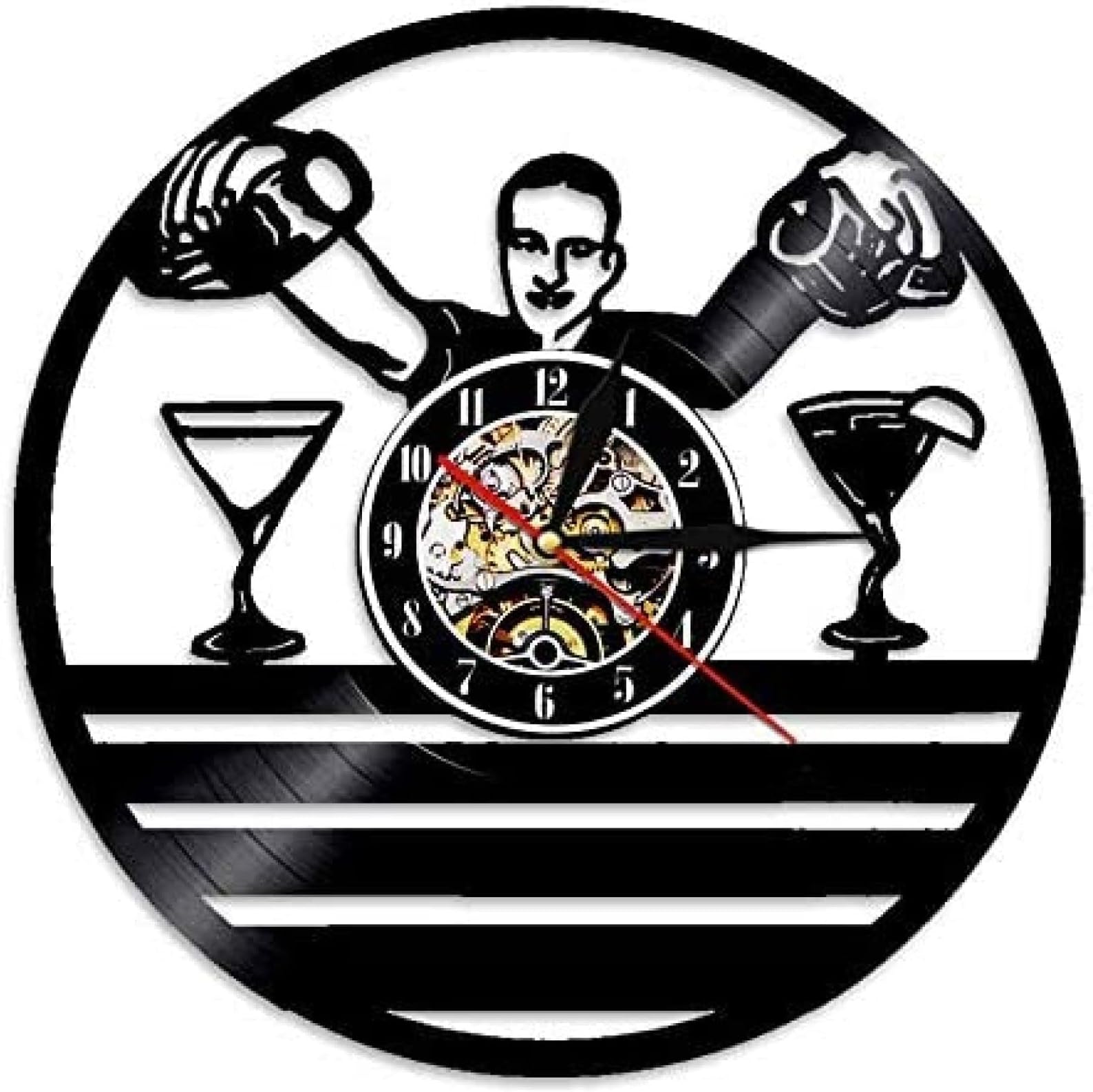 Eld Bartender Wall Clock Pub Bar Bartender Business Hanging Sign Wine Guy Decorative Cocktail Wall Art Vintage Disc