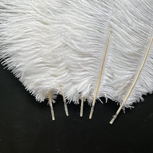 Miniatura 5 de LONDGEN 10 plumas de avestruz de 12-14 pulgadas (11.8-13.8 in) para fiesta, boda, centro de mesa, festival, jarrones de decoración (blanco)