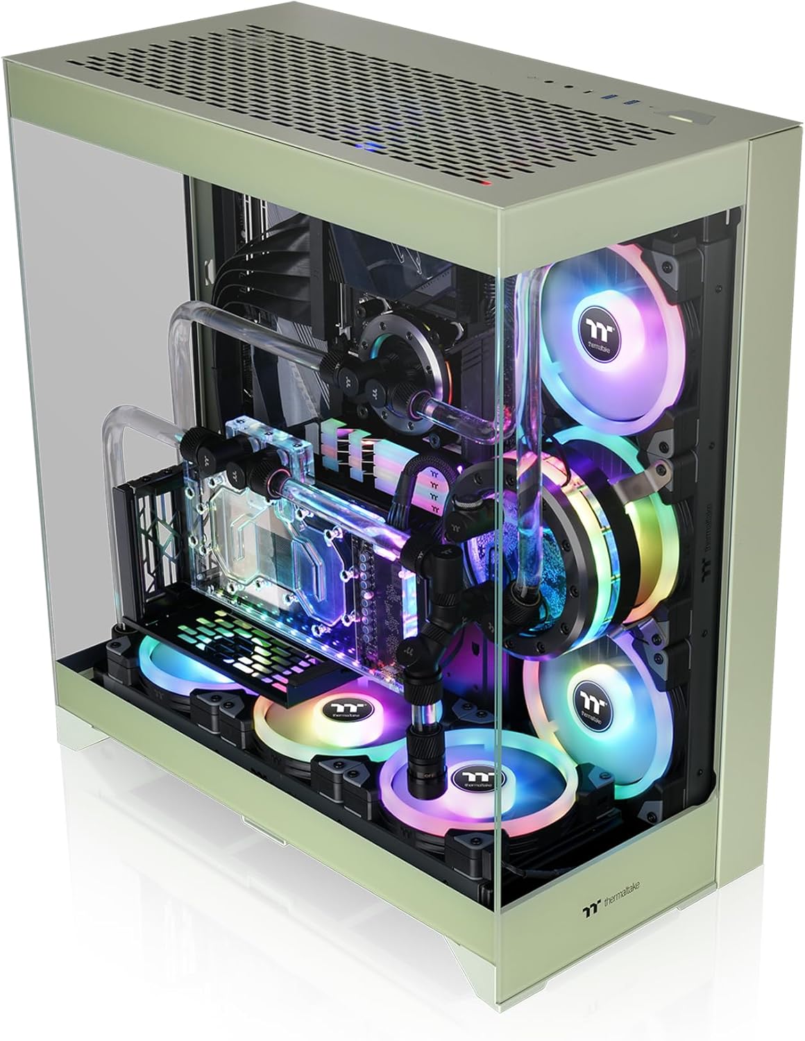 CTE E550 TG Matcha Green Mid Tower ATX Case; 3 Tempered Glass Panels; Hidden-Connector Motherboard Support; Three-Way VGA Installations; Dual Chamber Design; CA-1Z8-00MEWN-00; 3 Year Warranty