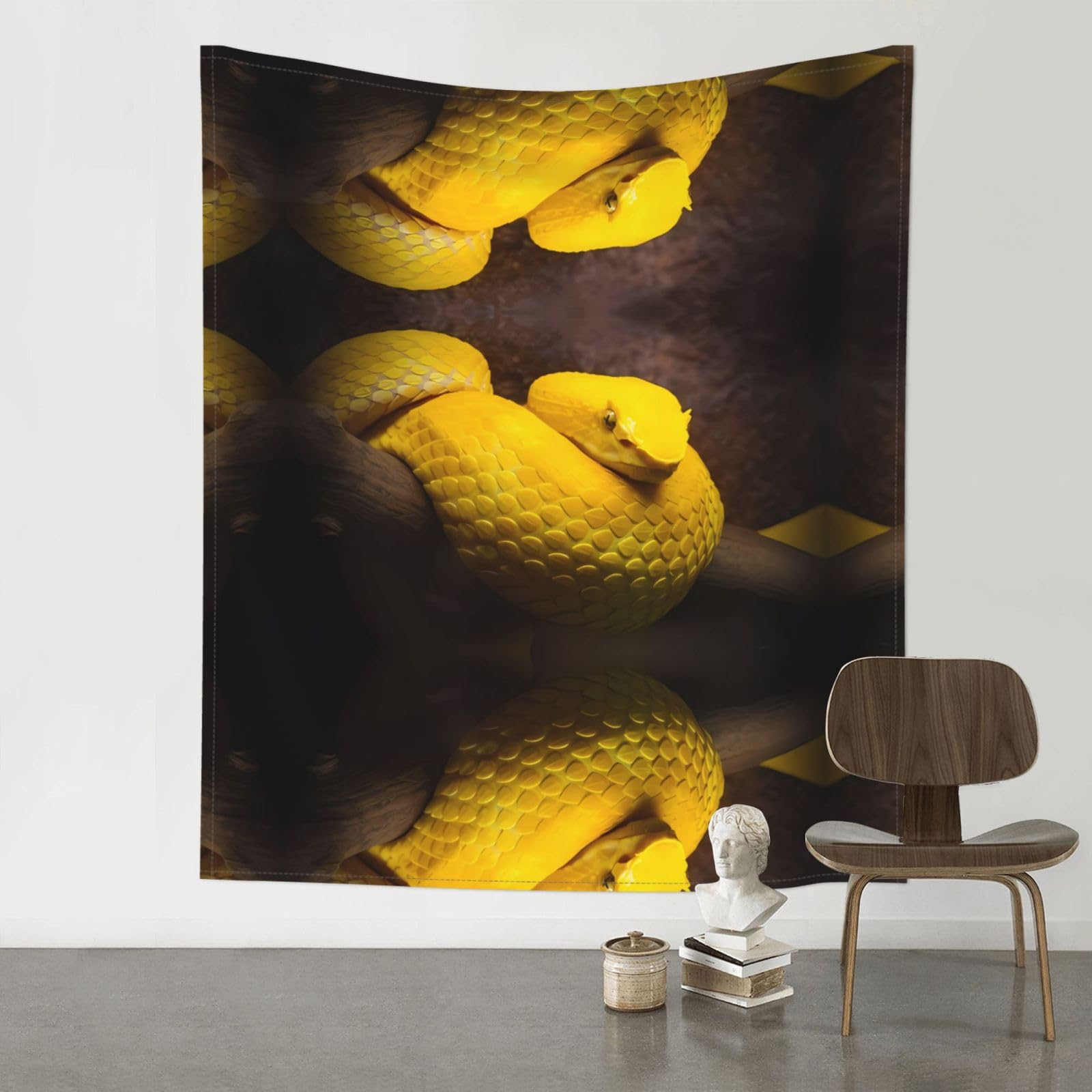 YYHWHJDE Yellow Snake Prints 60x51in Wall Tapestry – High-Grade Polyester Throw for Dorm, Beach & Home Decor
