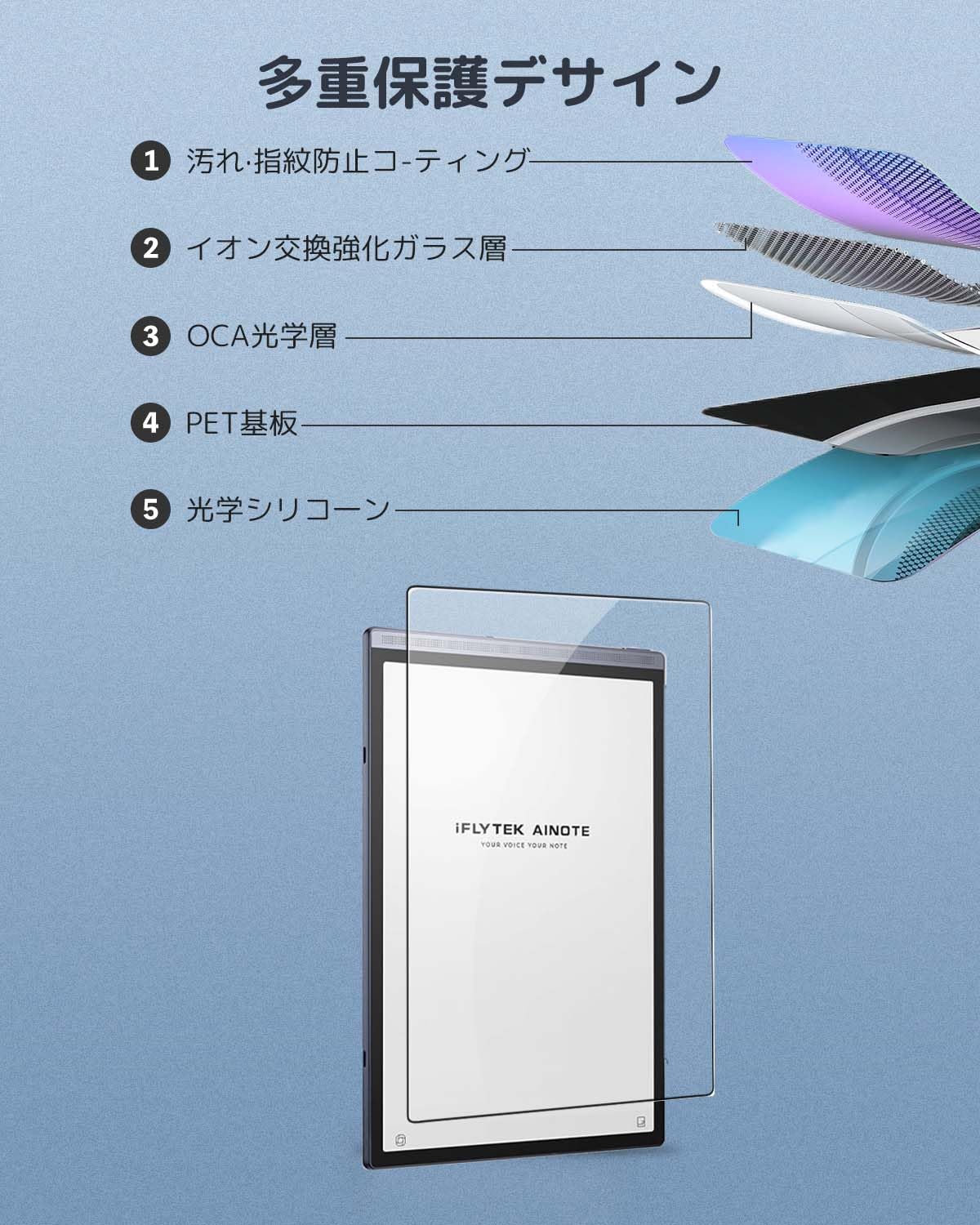 Amazon.co.jp: iFLYTEK AINOTE Air 2 用 強化ガラスフィルム 8.2インチ