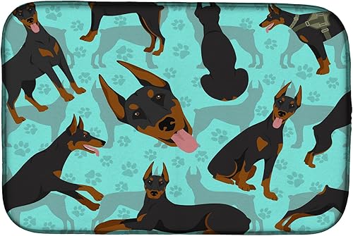 Caroline's Treasures MLM1021DDM Doberman Pinscher - Tapete de secado de platos absorbente para encimera de cocina, tapete escurridor de platos para