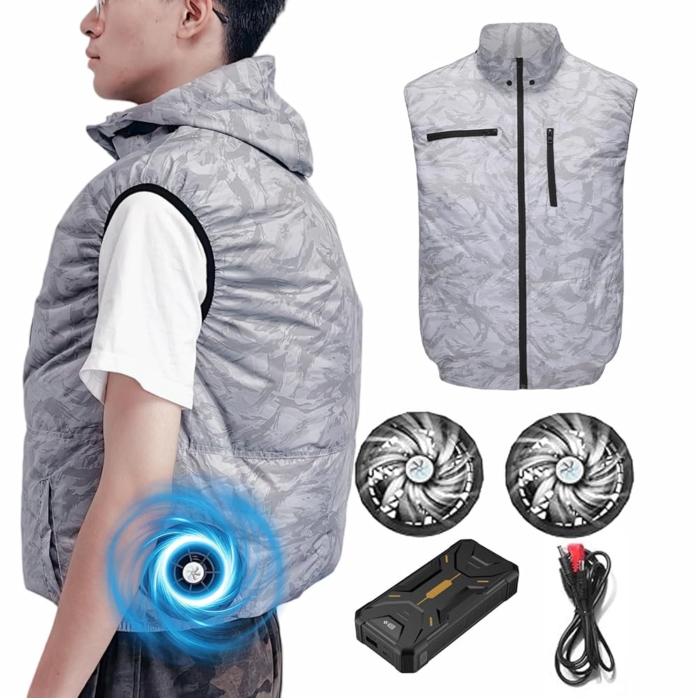 空調作業服 ファンバッテリーセット 2XL 撥水加工 UVカット 暑さ対策 男女 Amazon.co.jp: [ZHICHUAN] 空調作業服 26V高出力 ファン