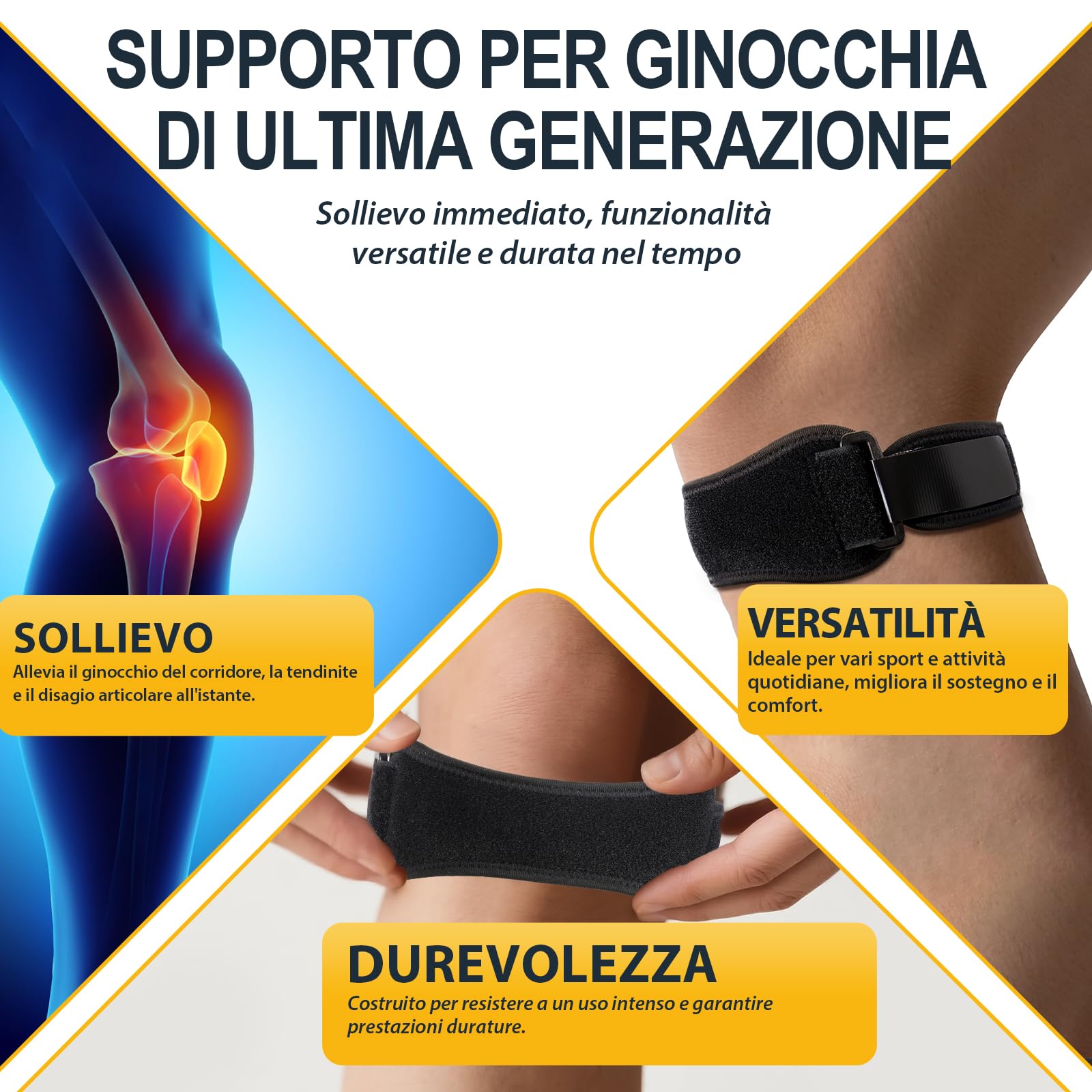 SupreGear Fascia Per Ginocchio Regolabile - Supporto Per Tendinite E Sindrome Della Banda Ileotibiale