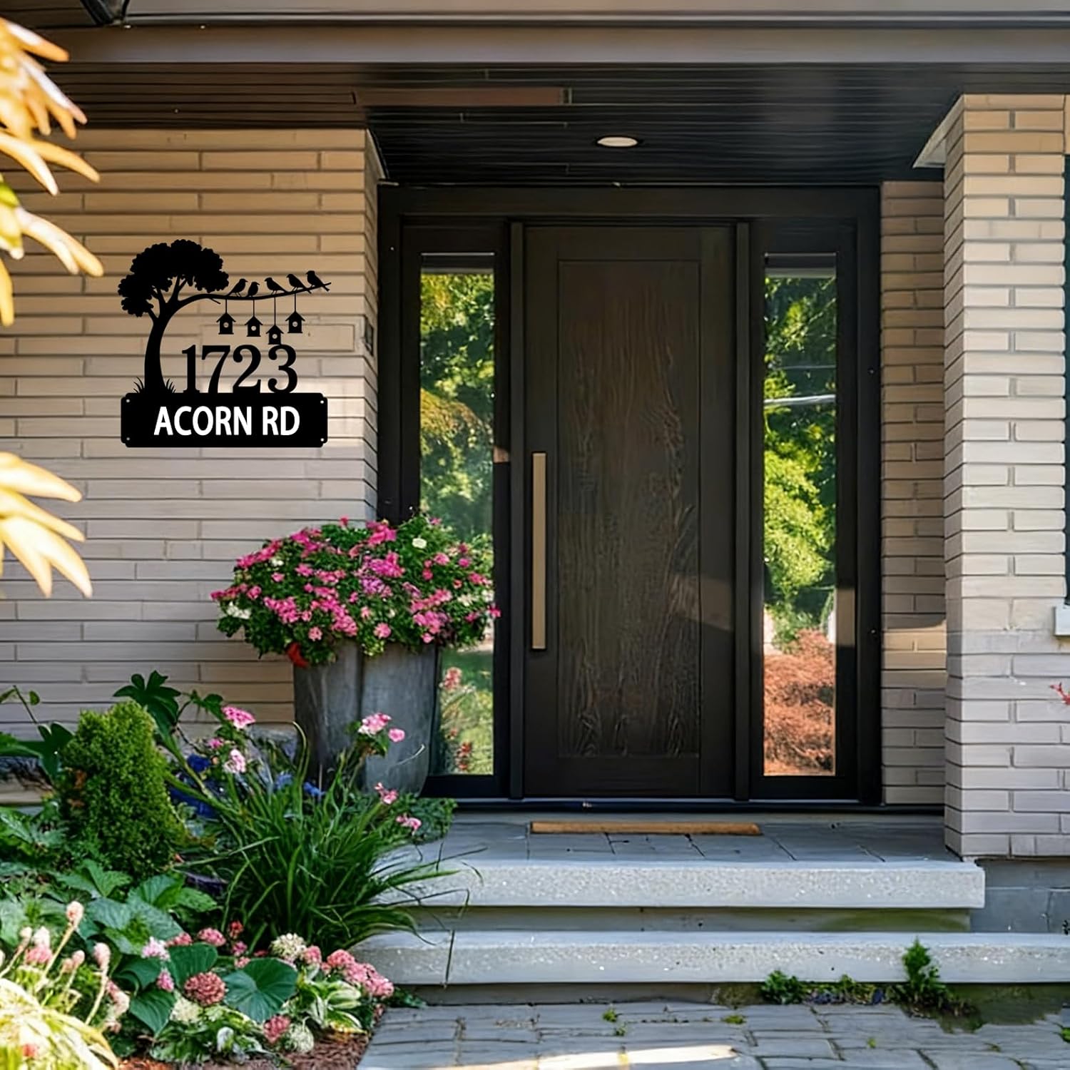 Personalized Tree Metal Address Sign for Wall, Birds Custom Metal House Number Plaque Outdoor, Customized Street Name Laser-Cut Art, New Homeowner Housewarming Gift