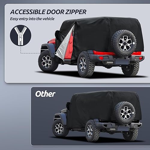 Miniatura 2 de Cubierta de cabina para Jeep Wrangler JK JL de 4 puertas 2007-2023 y superior, fundas para Jeep Wrangler de 4 puertas, impermeables, con cremallera