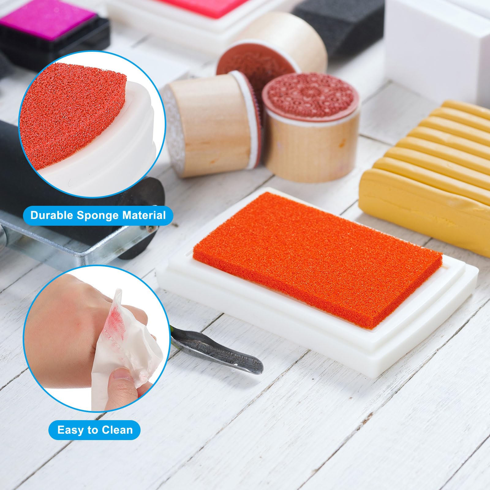 PATIKIL Craft Ink Pads for Stamps 2 Pcs Washable Finger Print Ink Stamp Pad Color DIY Rainbow for Rubber Stamps Paper Scrapbooking Fabric Wood - Image 3
