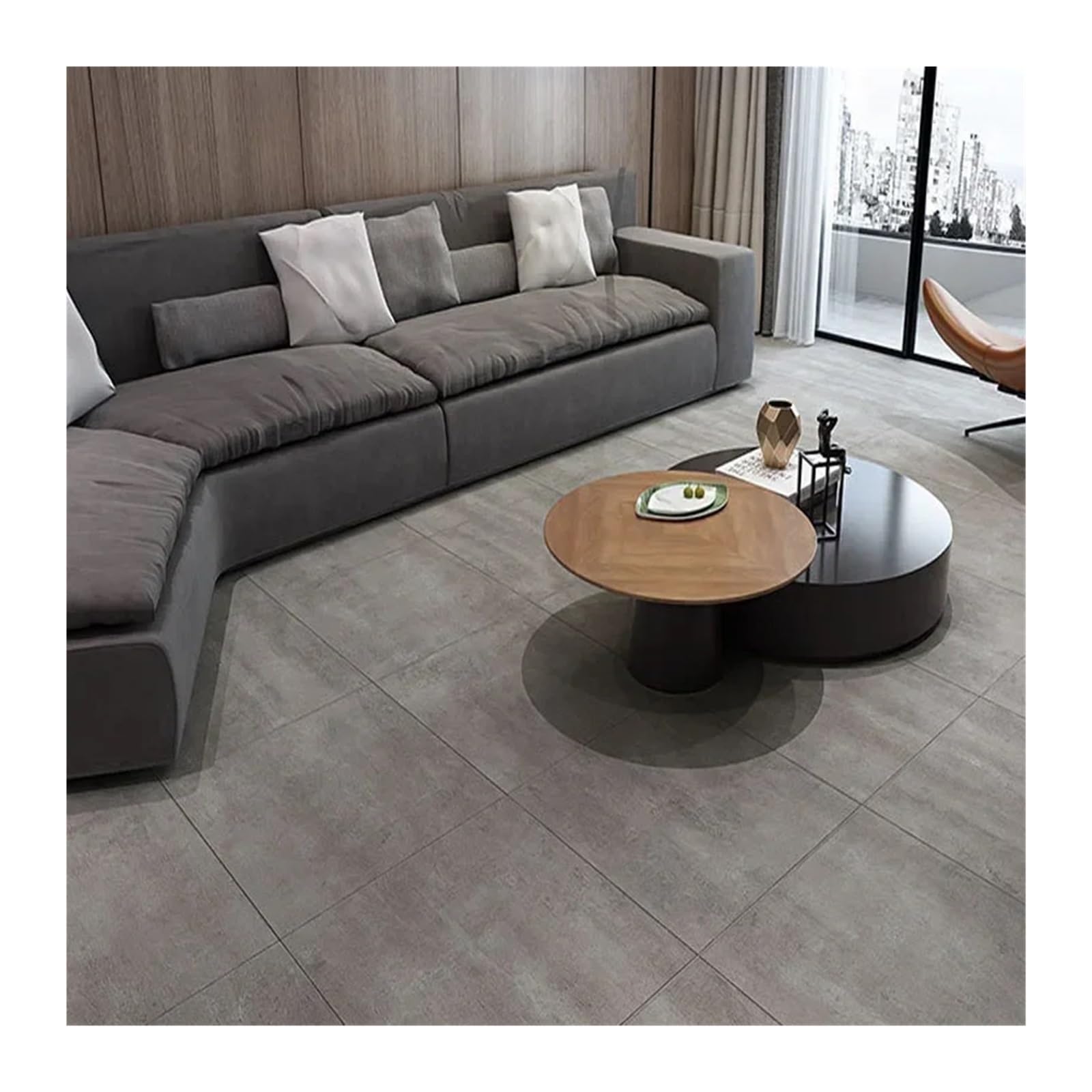 Bangha Stone Gray Vinyl Flooring Self Adhesive Floor Planks 12Pcs Imitation Marble Wall Stickers Self-Adhesive Floor Waterproof Bathroom Living Room Decoration Decals 30 * 30Cm(Stone Gray)