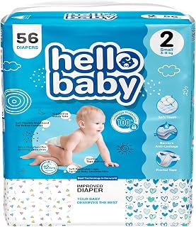 Hello Baby Jumbo Improved Diaper Size 2 Small 3 - 6kg, 56 pcs