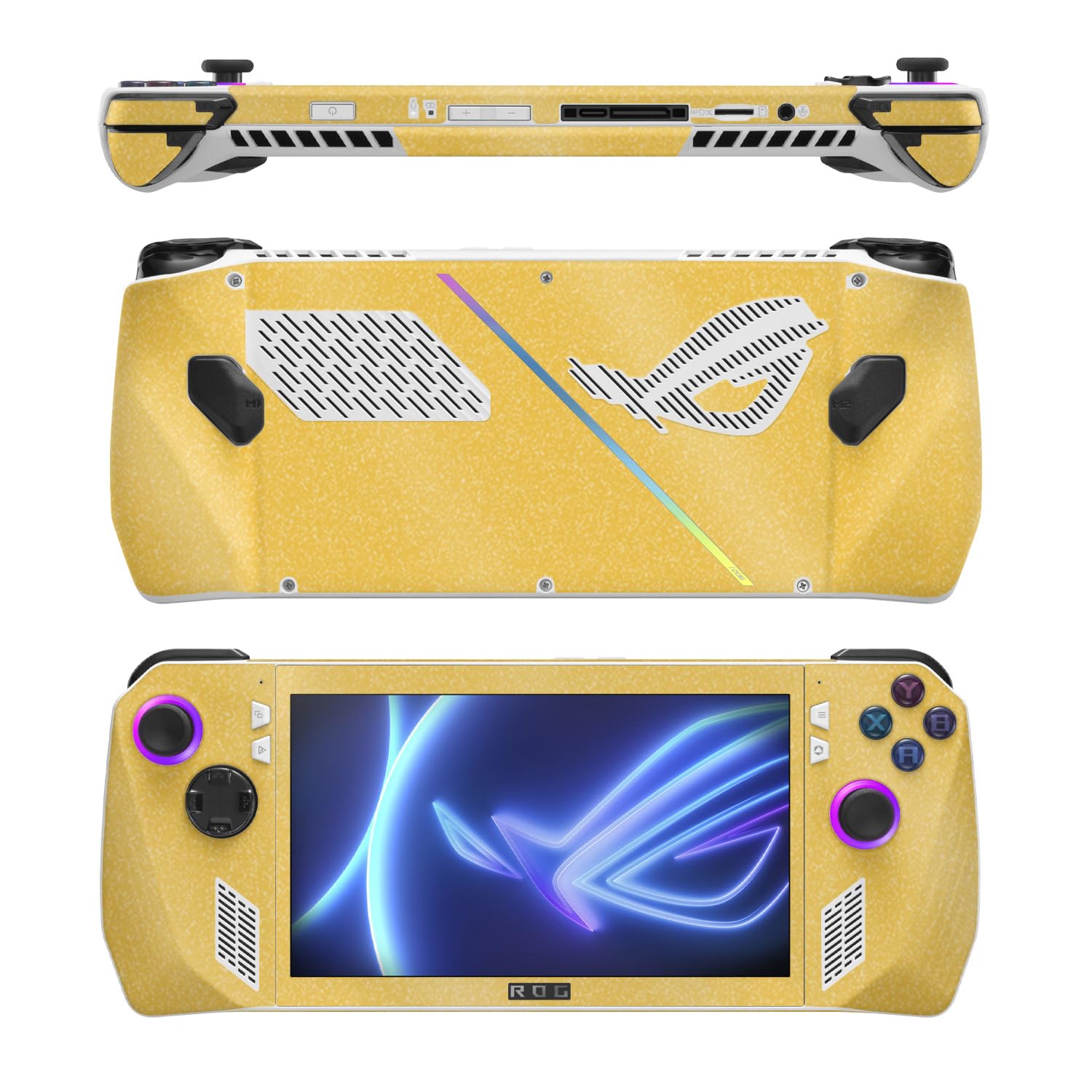 MightySkins Glossy Glitter Skin Compatible with Asus ROG Ally - Solid Marigold | Protective, Durable High-Gloss Glitter Finish | Easy to Apply