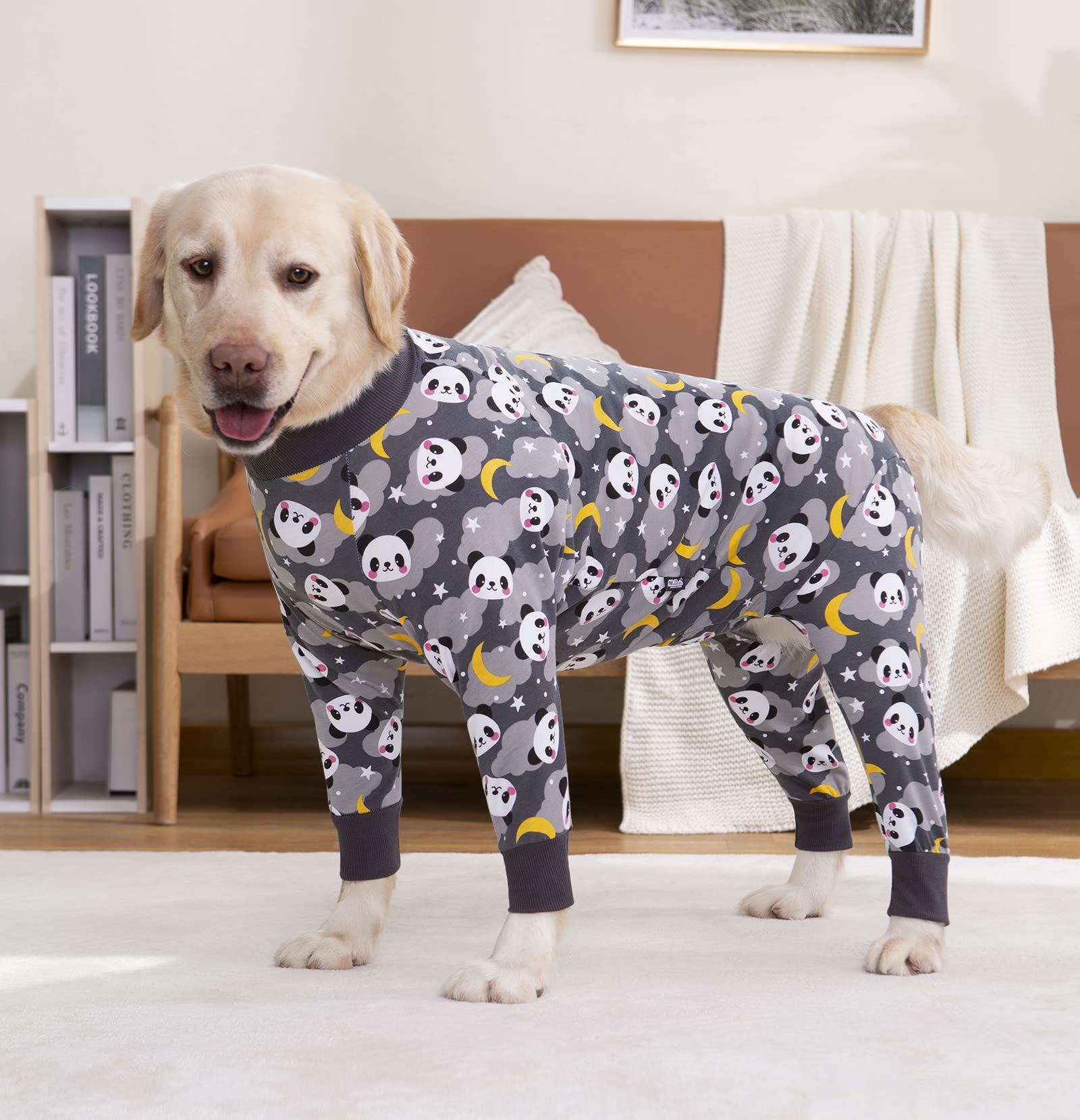Large Dog Clothes, Elastic Pet Onesie Clothes Protect Joints Anti-hair Anti Licking, Wound Protection Pet Pajamas PJS Dog Jumpsuit For Medium Large Dogs(XXL,Grey Panda) — view 7