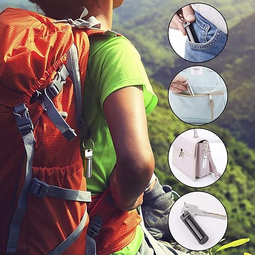 Miniatura 6 de Paquete de 2 llaveros pequeños para pastilleros de bolsillo, mini organizador de pastilleros de aleación de aluminio portátil para bolso, pastillero