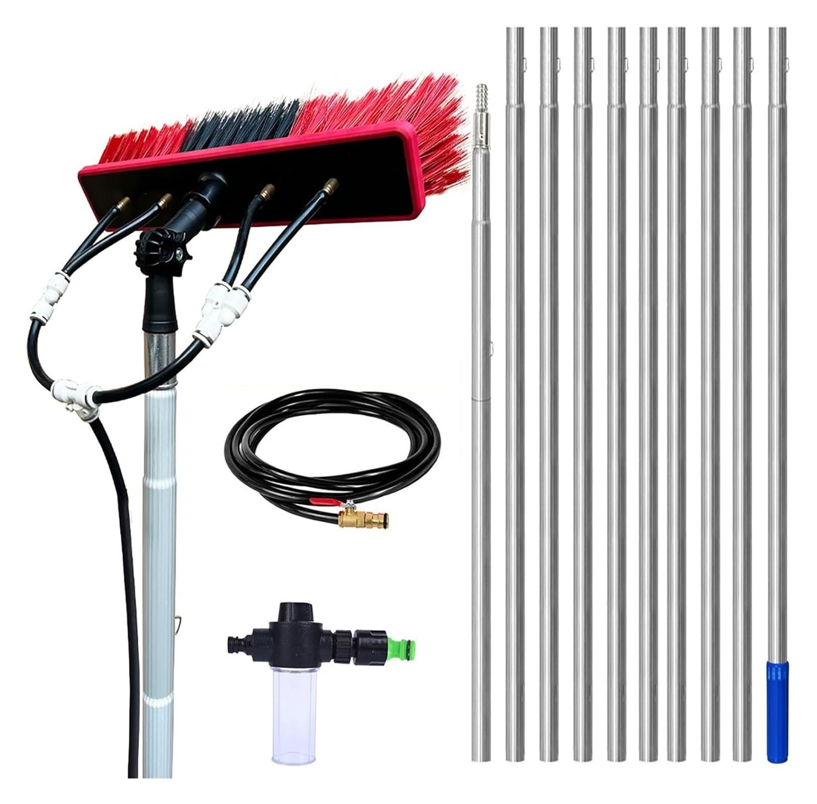 Telescopic Cleaning Brush Extendable Water-Fed Pole Adjustable Angle(55cm Brush,9.1m)
