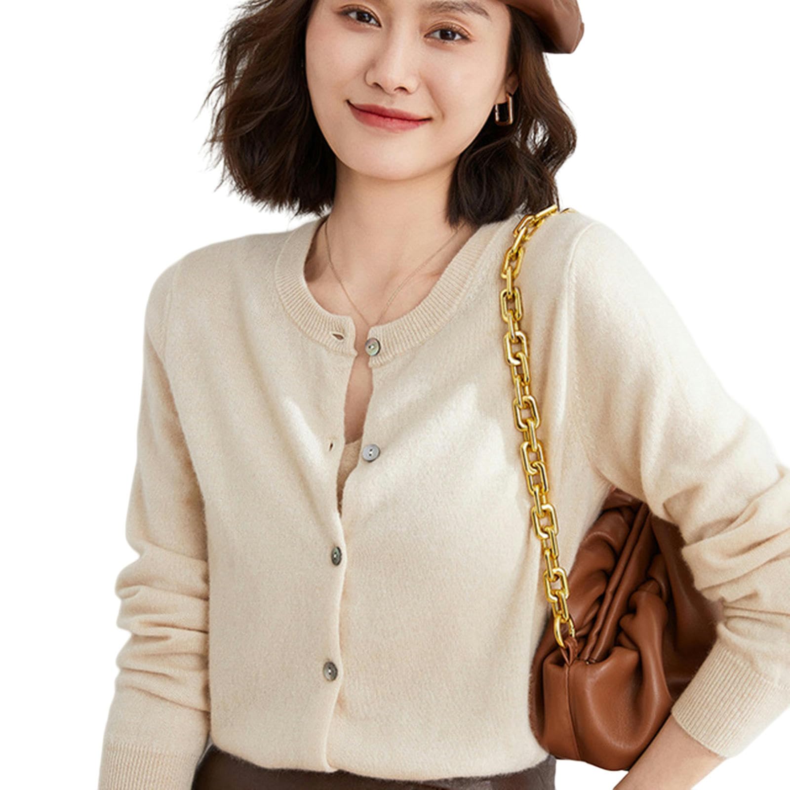 NOGRAX Cardigan Estivo Donna Cardigan da Donna Maglione O-Collo Cardigan Lavorato A Maglia Autunnale Maglioni