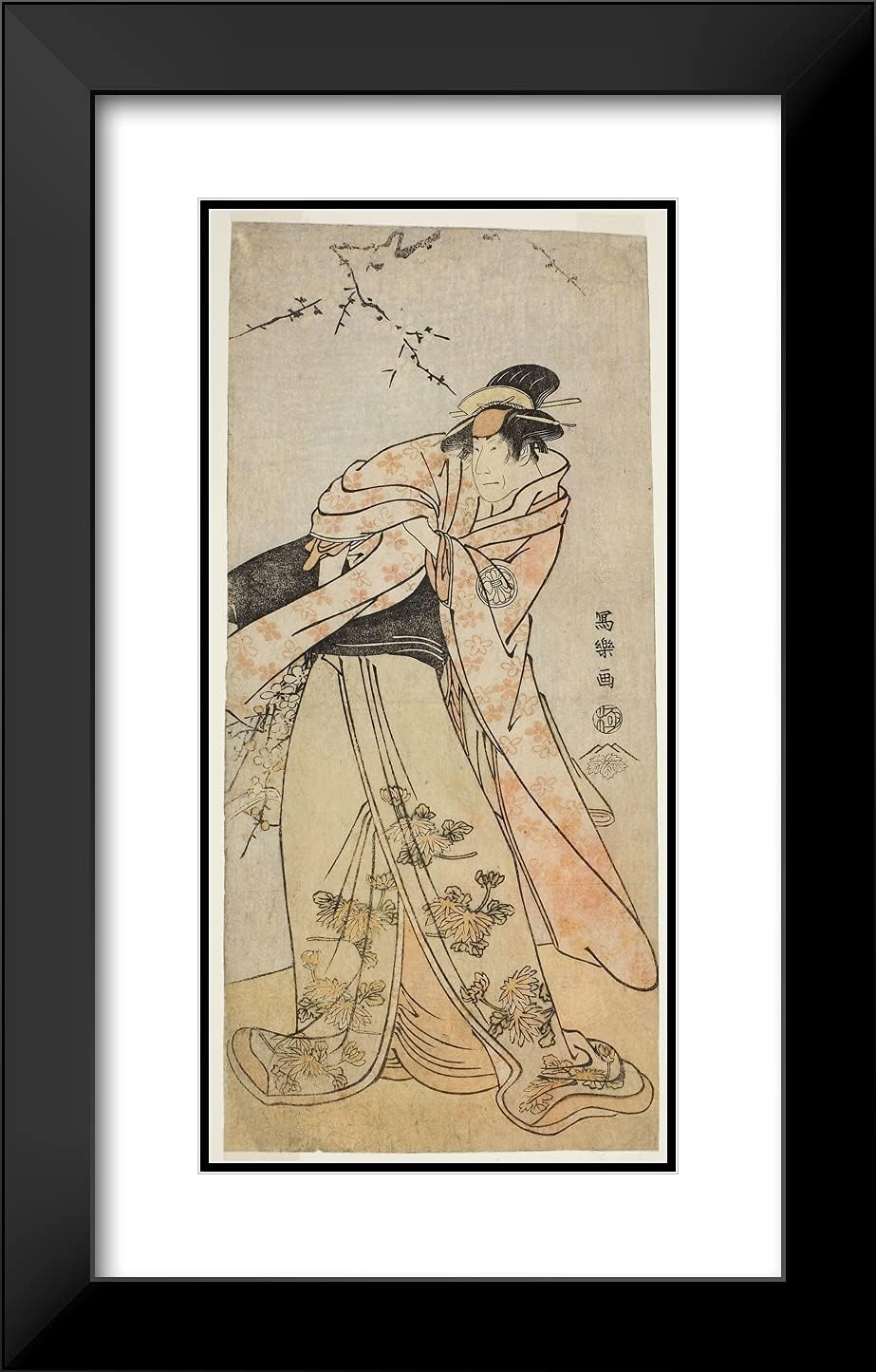 ArtDirect Toshusai Sharaku 16x24 Black Modern Framed and Double Matted Art Print Titled The Actor Segawa Kikunojo III as Shirabyoshi Hisakata of Miyako Kujo (Sandai-me Segawa Kikunojo no Miyako Kujo n