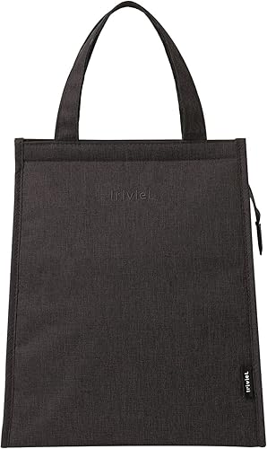 Bolsa de almuerzo negra para hombres – Bolsa de almuerzo con cremallera para mujer, lonchera simple reutilizable aislada