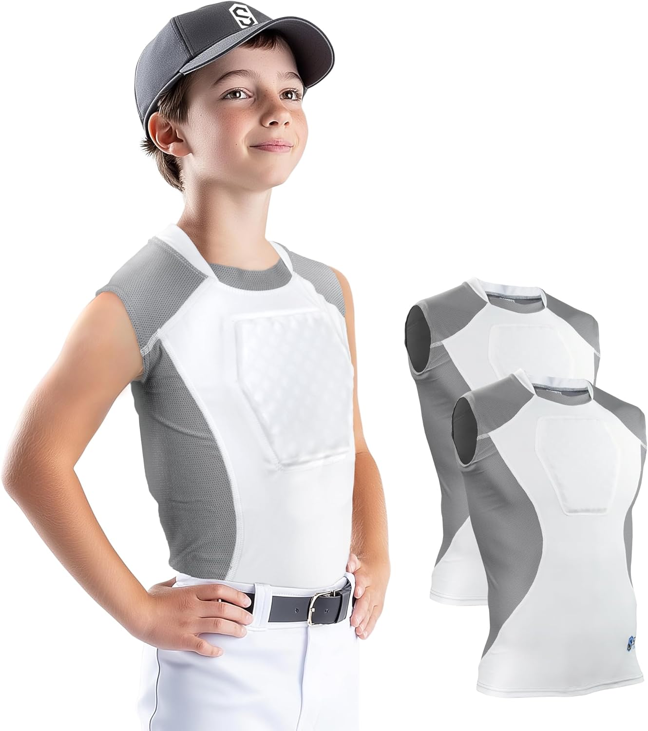 Sports Unlimited Diamond Shield Baseball Chest Protector Youth, Heart Guard Sternum Protection Padded Shirt, Softball Chest Protector Girls