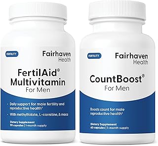 Fairhaven Health FertilAid for Men and Countboost Combo | Prenatal Male Fertility Supplement | Count and Motility Support Pre Conception for Him | Fertility Support Includes L-carnitine, Zinc, Folate