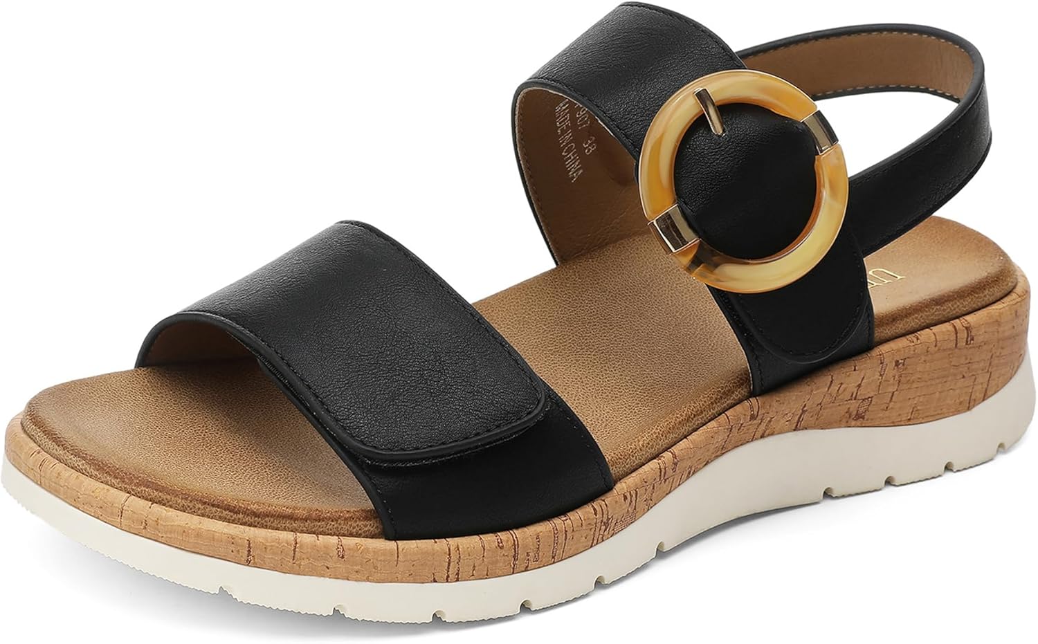 UBFEN Womens Flat Sandals Arch Support Open Toe Walking Comfy Casual Low Wedge Summer Shoes