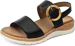UBFEN Womens Flat Sandals Arch Support Open Toe Walking Comfy Casual Low Wedge Summer Shoes