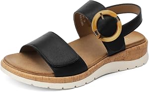 UBFEN Womens Flat Sandals Arch Support Open Toe Walking Comfy Casual Low Wedge Summer Shoes