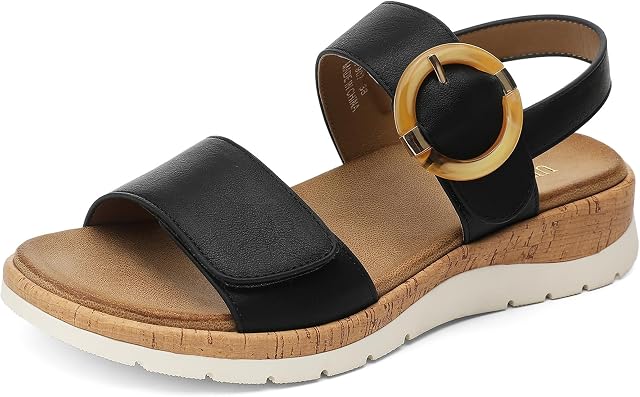 UBFEN Femmes Sandales plates Support Arch orteil ouvert Marche Comfy Casual Bas Wedge Chaussures d'été