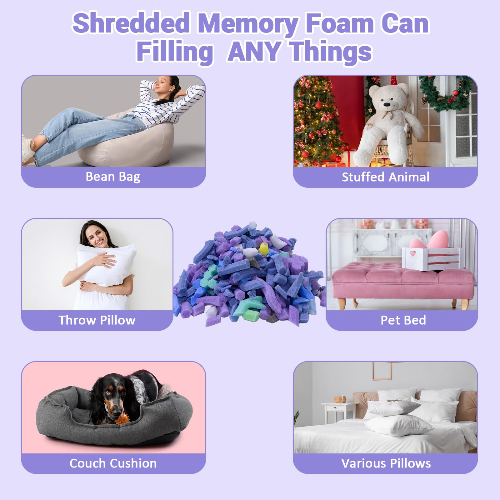 Amazon.com: DoFanXinYe Bean Bag Filler Shredded Memory Foam Pillow