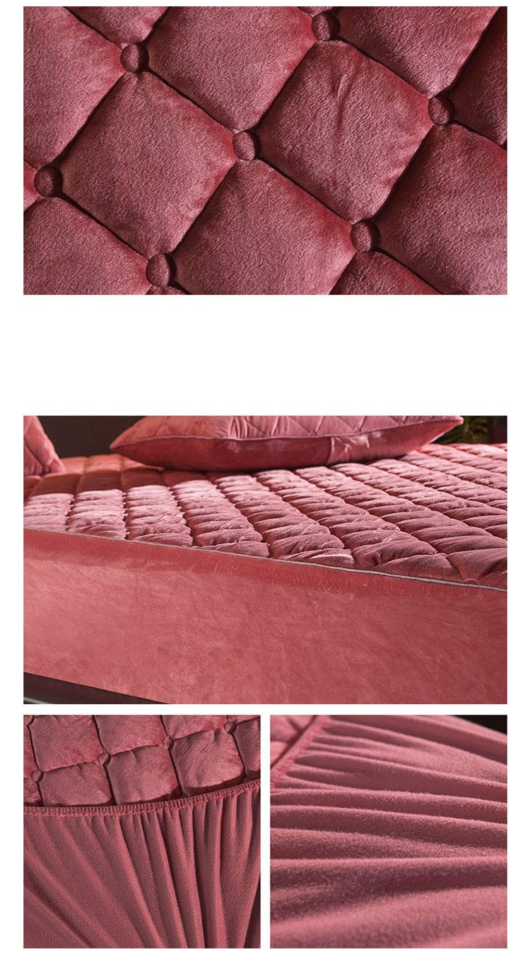 Housse de Matelas matelassée épaisse en Velours de Cristal, Drap-Housse de lit matelassé Chaud et Doux, taie d'oreiller Non Incluse