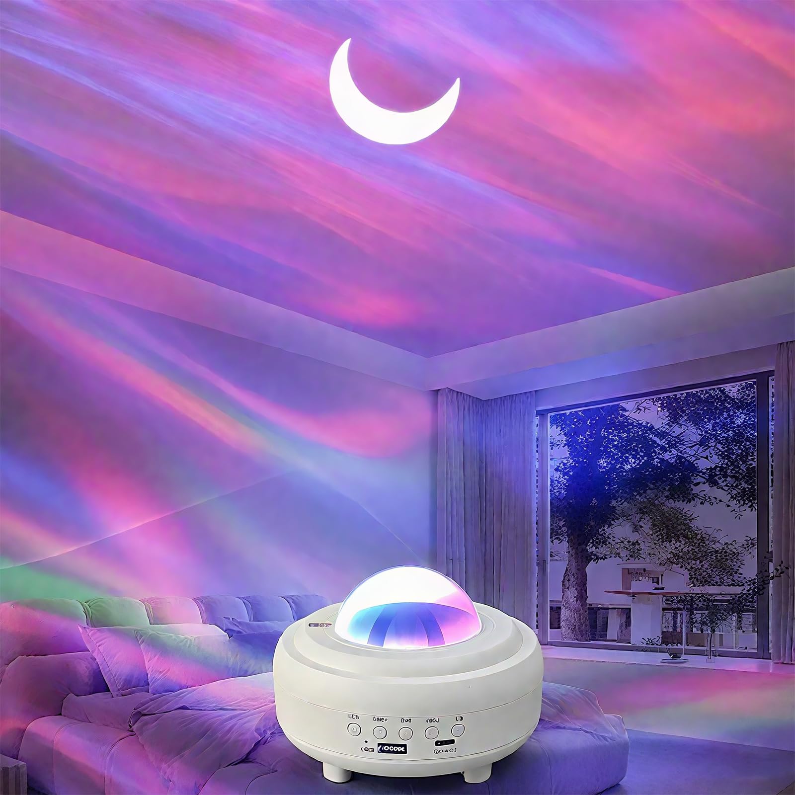 AVEKI Star Projector for Bedroom, Moon Galaxy Projector Built-in Bluetooth Speaker, Ceiling LED Aurora Projectors，Room Decor Aesthetic, Christmas Birthday Gifts for Kids, Adults, Teens (White)