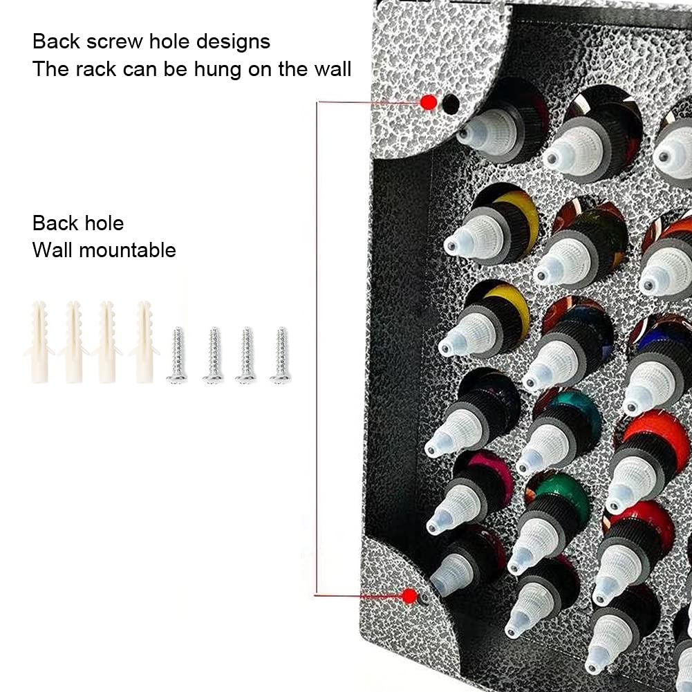 Iron Wall Mounted Tattoo Ink Display Nizer Rack with 78 Holes Tattoo Ink Holder for Permanent Makeup Pigment Support for Tattoo Ink Bottles