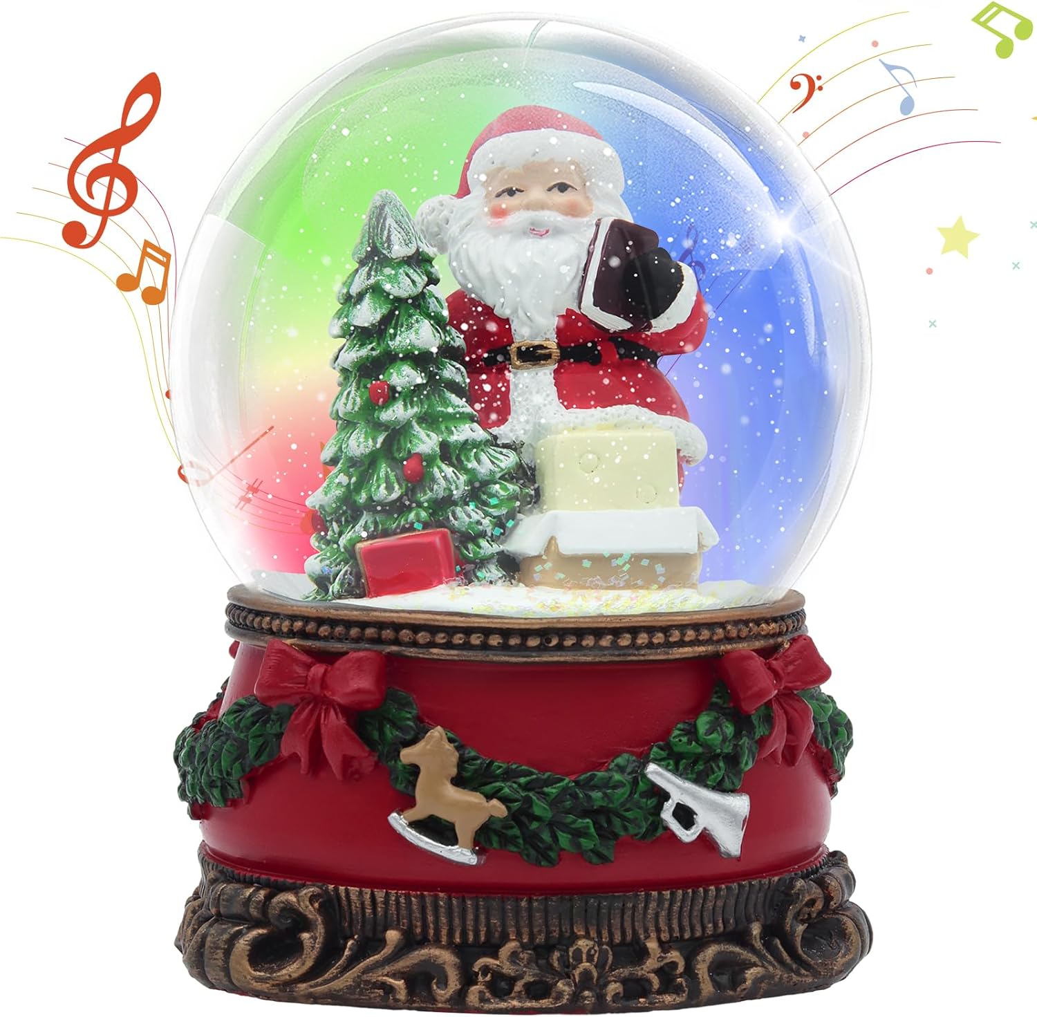 Christmas Snow Globes, Musical Snow Globes with 8 Songs, Xmas Water