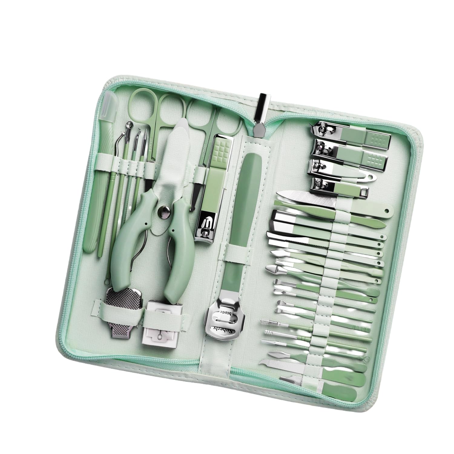 Nail Grooming Kit Set of 35 Stainless Steel Pedicure Set | 35 in 1 stainless steel nail care kit with foot tools, nail scissors, and travel pouch. By RMR Jaihind EP-image-0