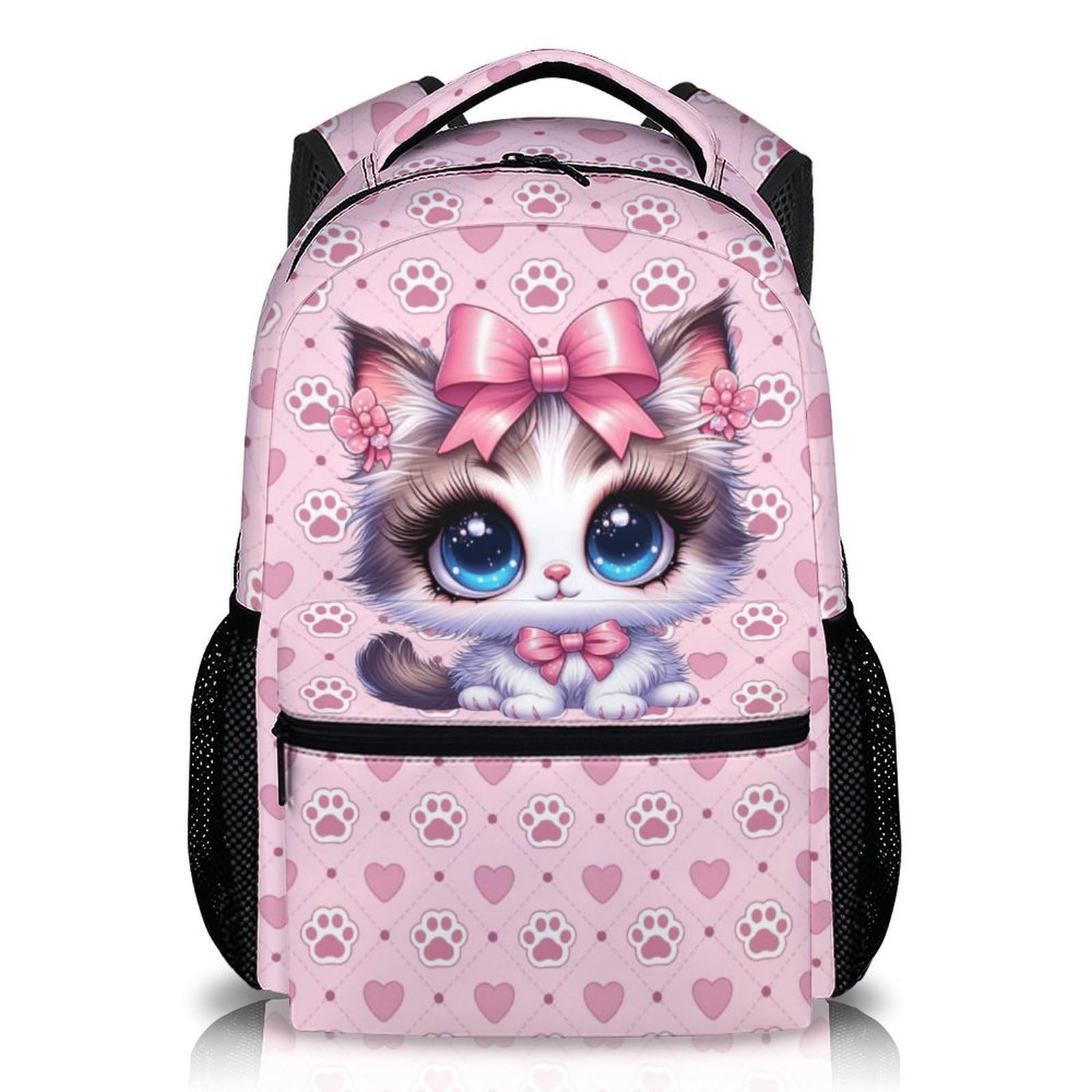 DREAMUGIFT Kids Backpacks, Cute Cat Backpack for Girls 6-8, Gift for Cat Lovers, Casual Elementary Kindergarten Bookbag for Travel Vacation School