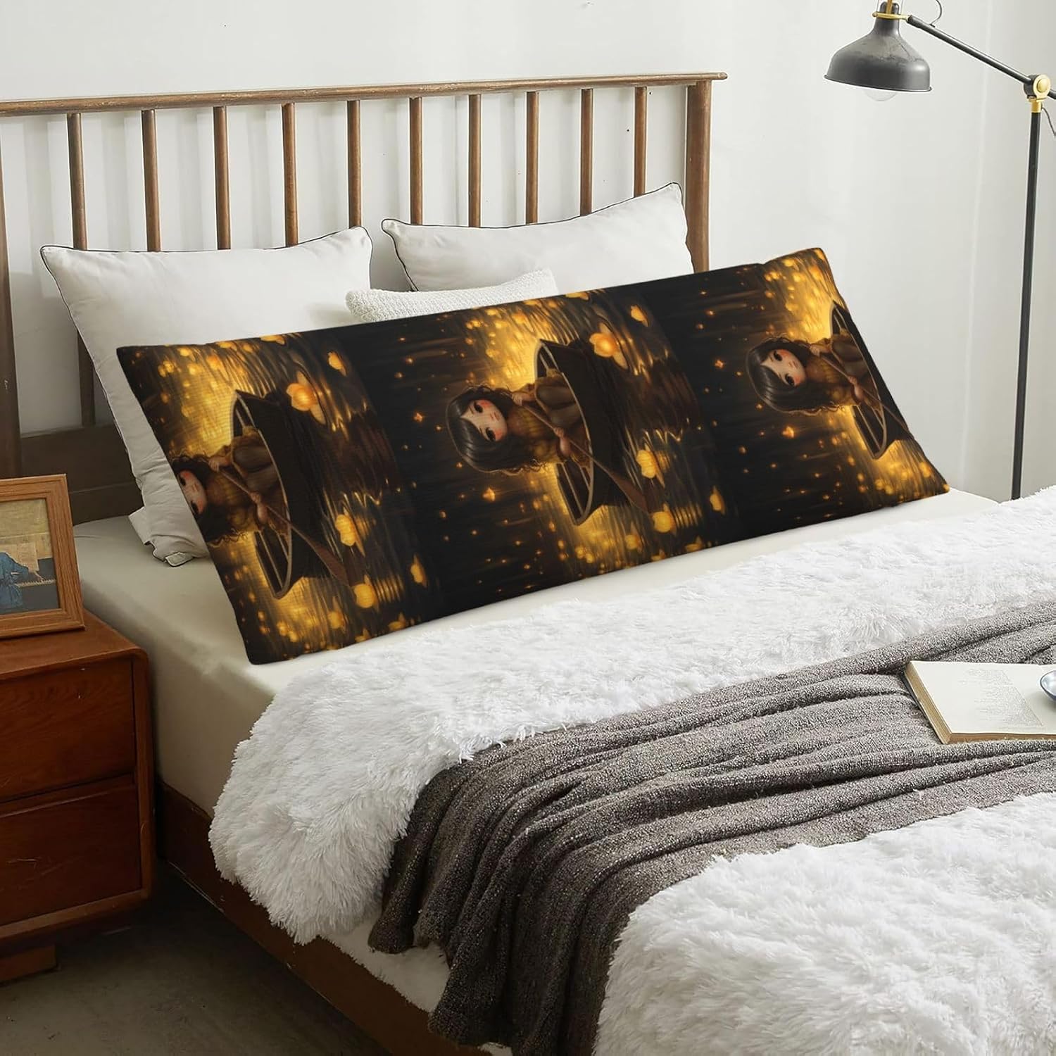 Cute Girl On The Boat Body Pillow Cover with Hidden Zipper 54"X20",Ultra Soft Microfiber Long Pillow Case Decorative Bedding Pillowcase Cushion Cover Cases for Bedroom Couch Sofa,Home Gifts