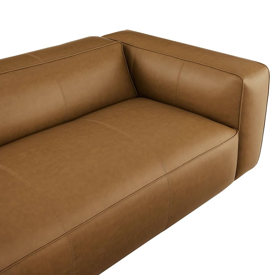 Amazon.com: Modway Auren Vegan Leather Sofa in Camel - Faux