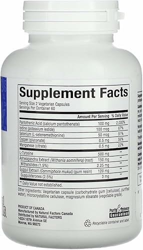 Miniatura 2 de WomenSense ThyroSense by Natural Factors, Suplemento natural para apoyar la función tiroidea saludable, vegetariano, sin OMG, 120 cápsulas (60