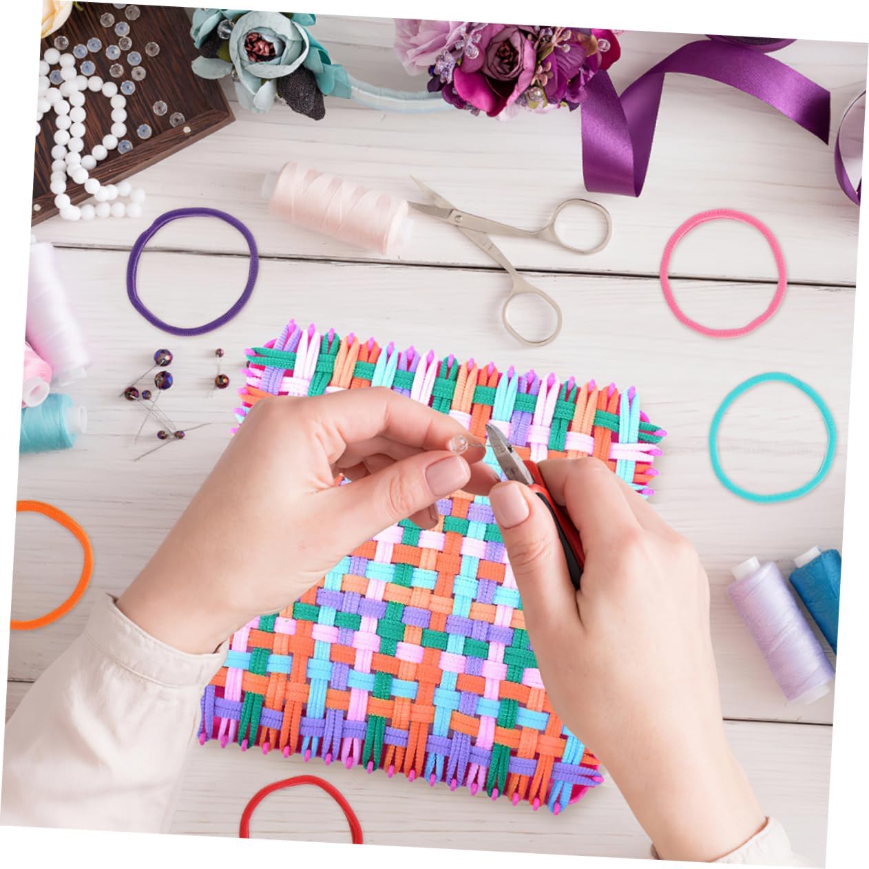 Loom Loops Weaving Loom Refill Loops Elastic Rope Craft for Girls Diy Potholder Kit
