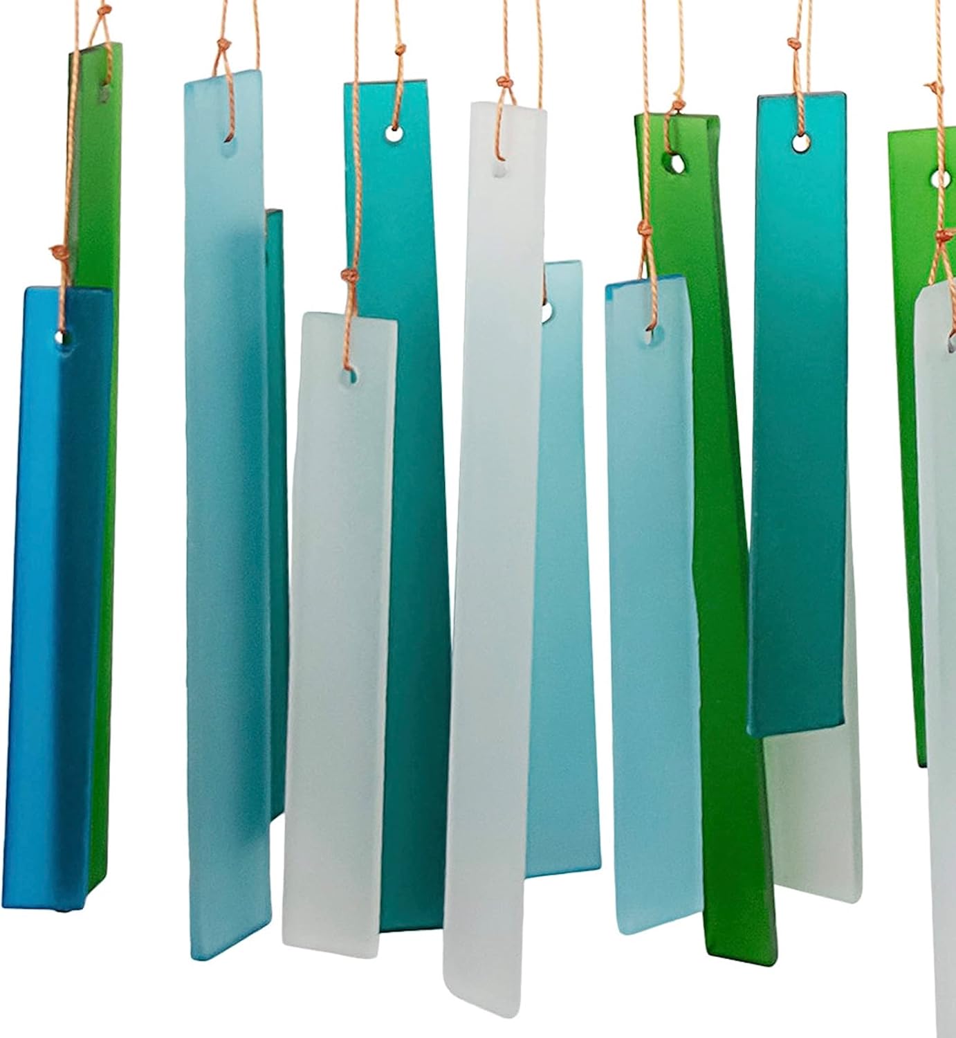 Blue Handworks Sea Glass and Driftwood Chime - Sandblasted Glass and Found Wood Hand Crafted Wind Chime - Image 8