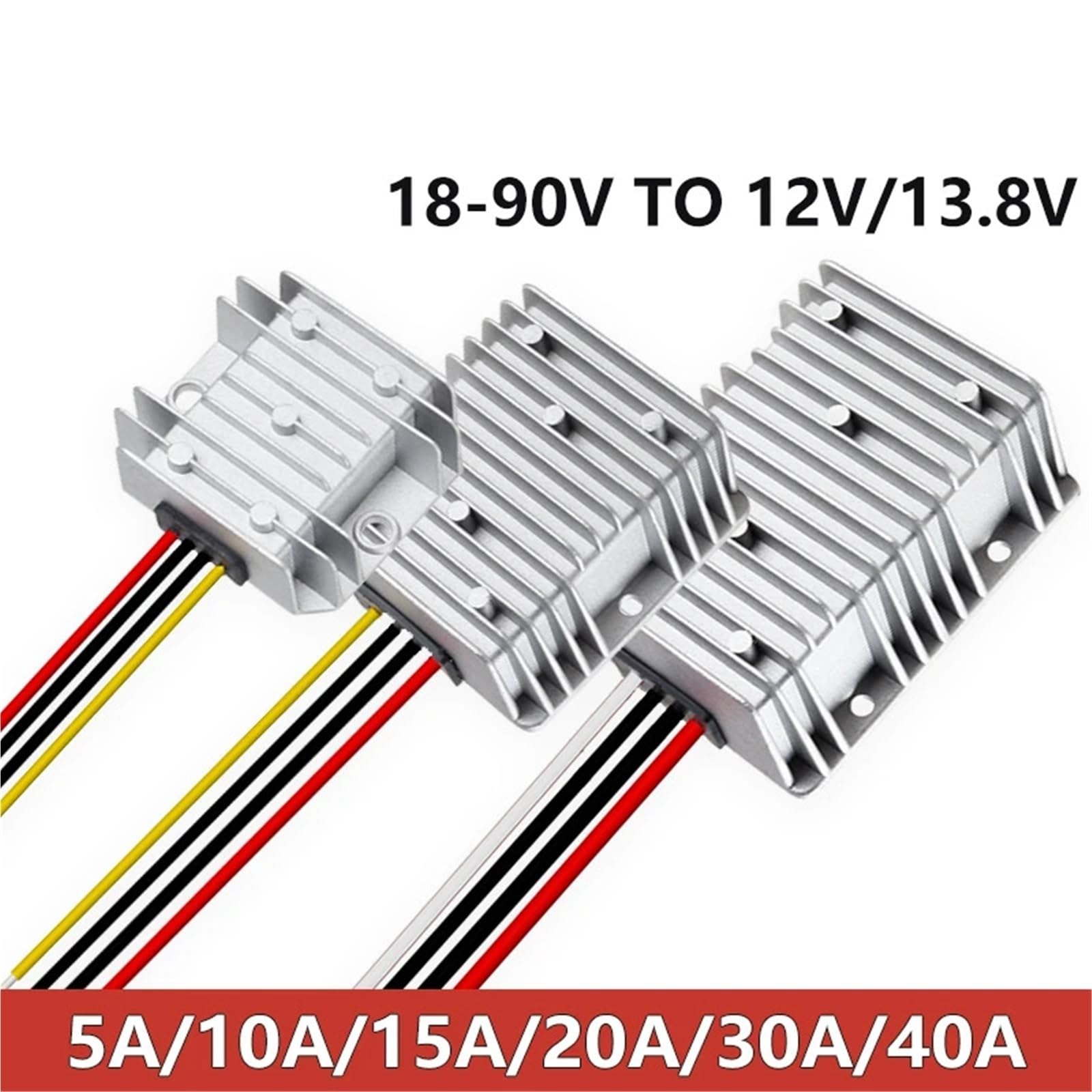 18V-90V 24V 48V 60V 72V to 12V 13.8V 5A 10A 15A 20A 30A DC-DC Step Down Converter Module Voltage Reducer for Cars(10A,24V(18-36V)_13.8V)
