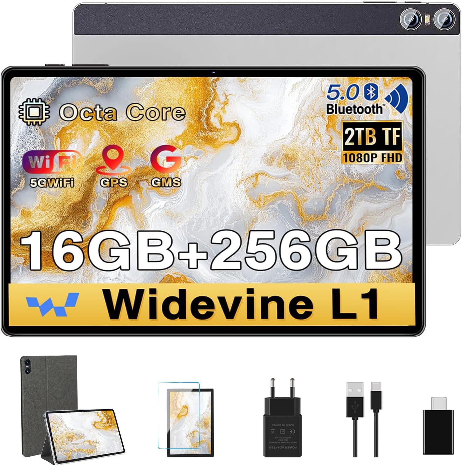 SEBBE 2026 Tablet 11 Inch Android, Gemini AI Screen 2K, 16GB RAM +256G + 2TB TF, 10000mAh, 2.0 GHz Octa-Core,Widevine L1,8 MP + 20 MP+2 MP,2000 * 1200 Pixels,Bluetooth 5.0 Silver