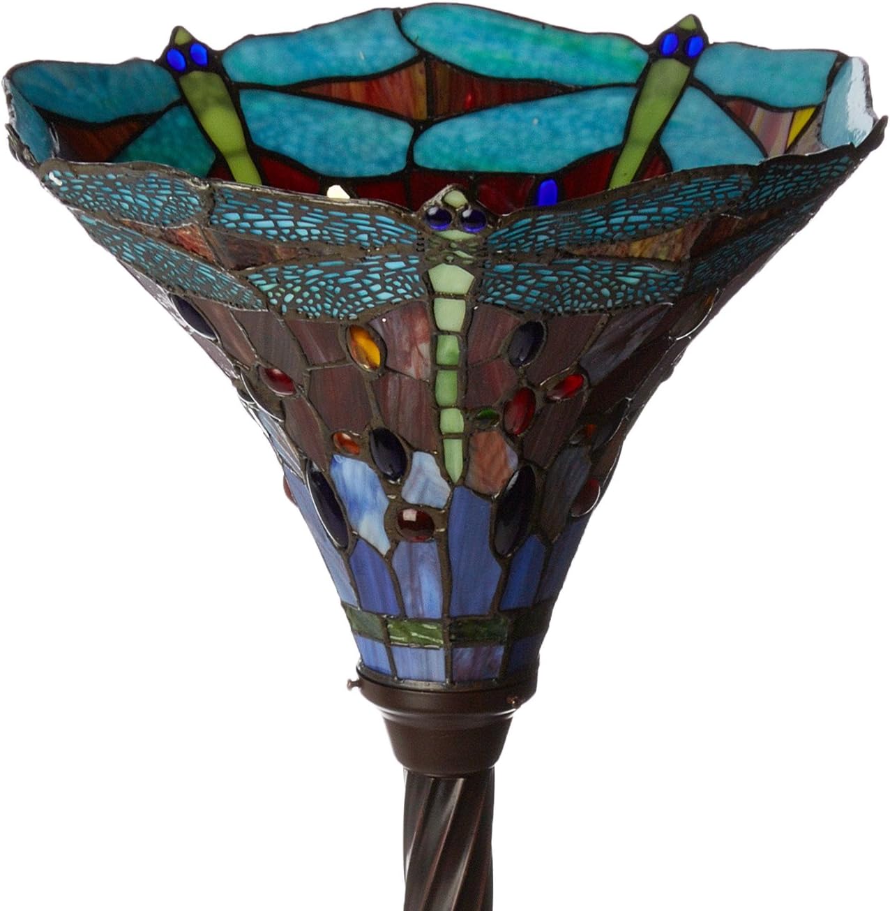 Warehouse of Tiffany's 1509-BB75B Dragonfly Tiffany-Style 72-Inch Torchiere Lamp, Multicolor, 15''Lx72''Hx15''W