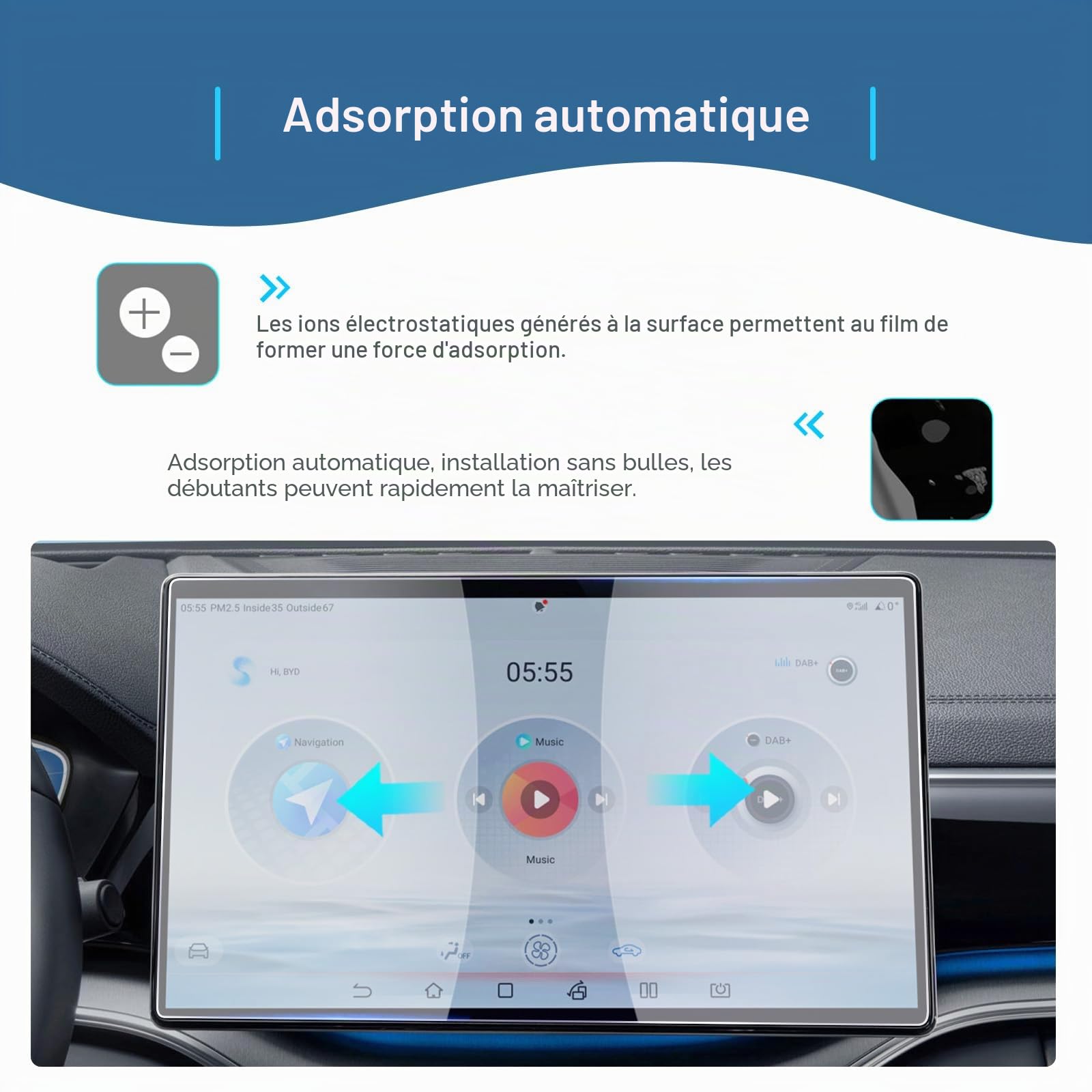GAFAT Compatible avec BYD Seal U DM-i EV/Sealion 7/Tang 2025 2026 2027 15,6" Navigation Film de Protection d'Écran, en Verre Trempé pour Seal U DMi Accessoires Touchscreen, 9H Anti-rayures
