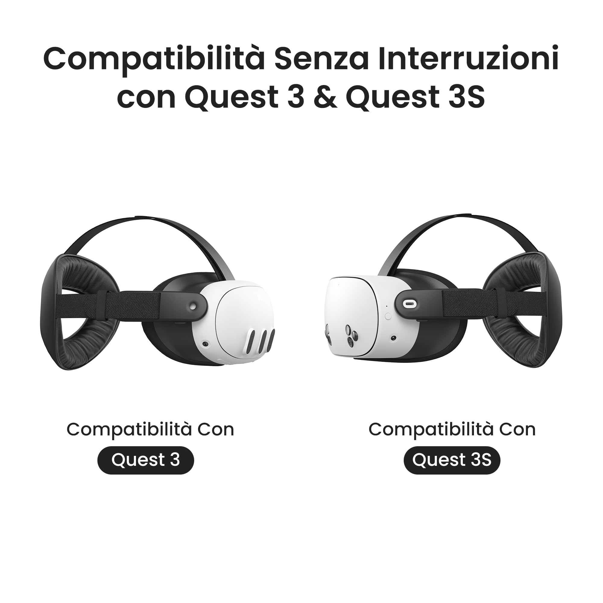 KIWI design K4 Flex Fascia Testa Comfort per Meta Quest 3/3S, Cinturino Elite Regolabile in Schiuma PU