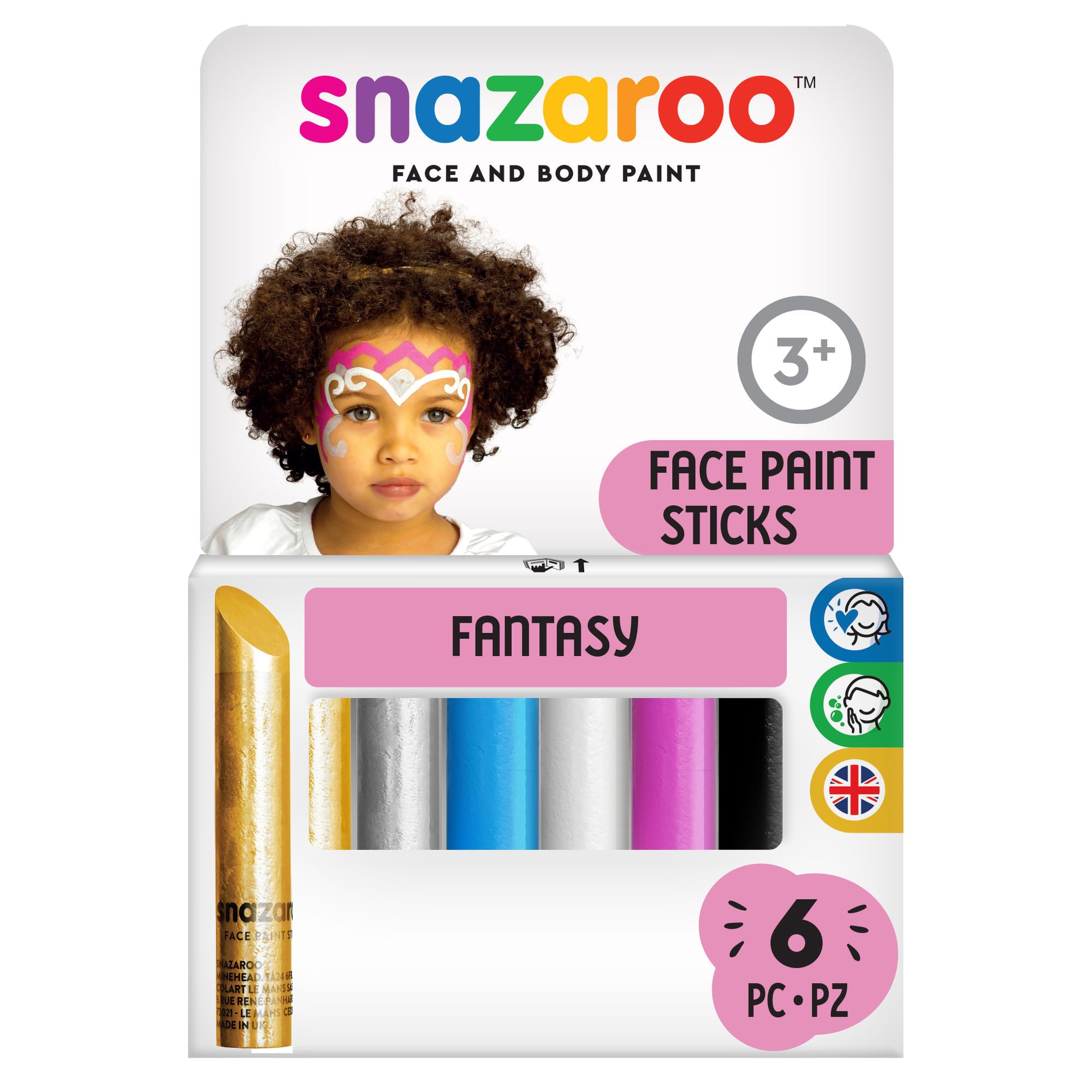 Snazaroo 1160636 Kredki do makijażu w zestawie Fantazja- 6 kolorów twarzy i ciała