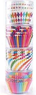 STARUBY Caissettes à Cupcakes en Papier, Lot de 400 Moules de Cuisson Antiadhésif et Jetables, Arc en Ciel Doublures Moules à Muffins et Cupcakes Taille Standard, 4 Styles