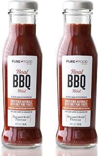 LOW SUGAR BBQ SAUCE - Pure Food by Estée - All Natural, Gourmet BBQ Sauces with No Refined Sugar or Preservatives - Keto Friendly, Vegan, Paleo, Barbeque Sauces Gift Set - 9.9 fl oz (280 ml) Pack of 2