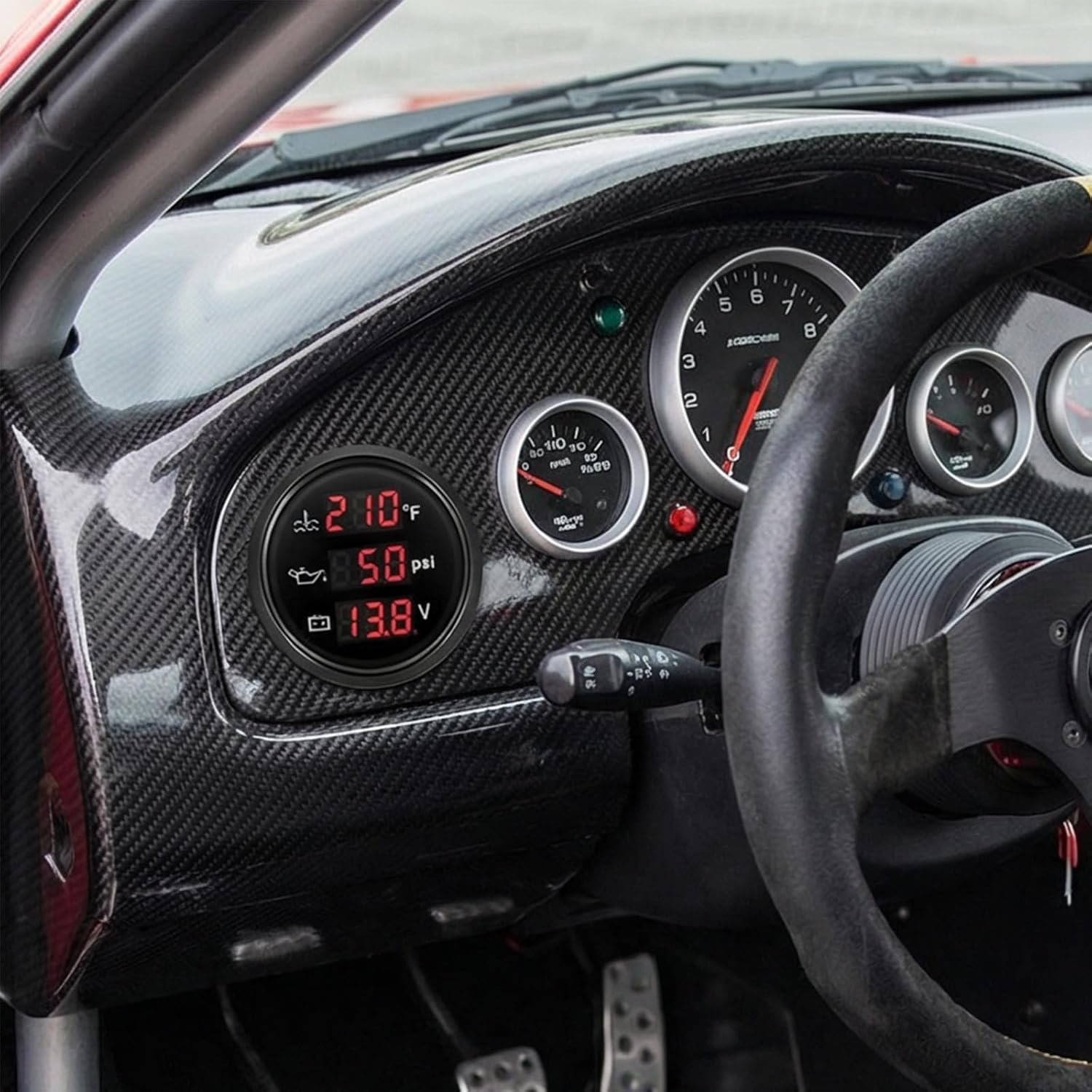 52mm Oil Pressure Water Temperature Voltages Gauge Set with High Precisions Sensors for Cars and Motorcycle Alloy Constr