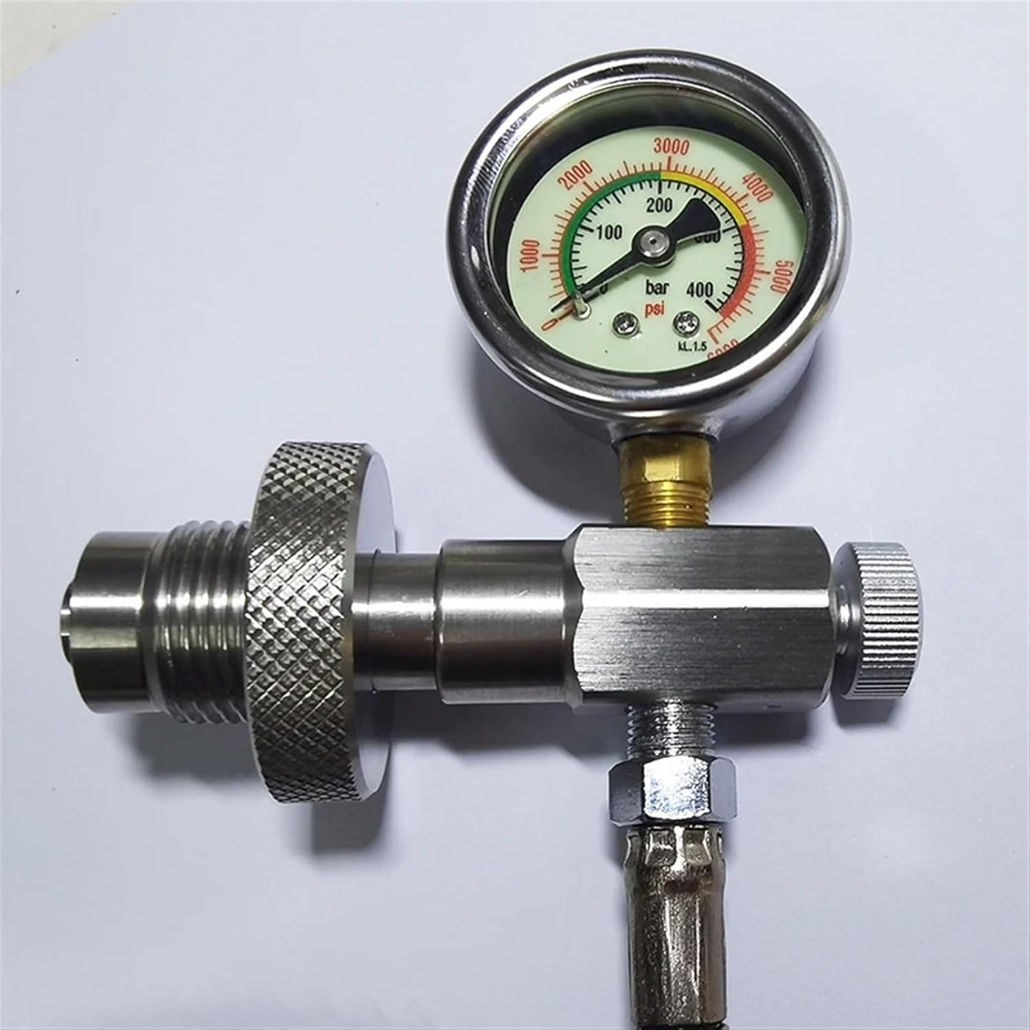 Big Gas Tank to Small Cylinder Stainless Steel DIN G5/8 High Pressure Air Fill Station Refill Connector(24inch Hose BSP QD)